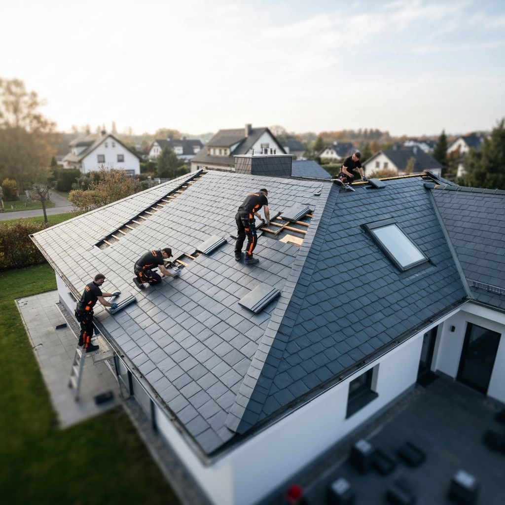 4Kant Dachdecker bei der Arbeit auf einem Dach in Nuernberg